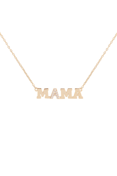 A2-3-4-INB328MAGD - MAMA LETTER INSPIRATIONAL NECKLACE - GOLD/6PCS
