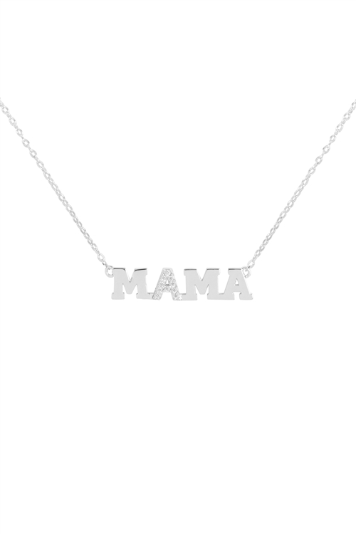 A2-3-4-INB328MARGH - MAMA LETTER INSPIRATIONAL NECKLACE - SILVER/6PCS