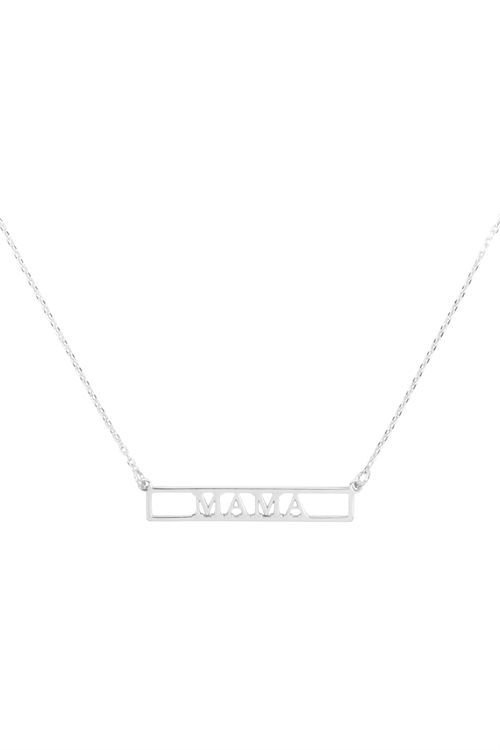 SA4-2-2-INB468MARH - "MAMA" CUT OUT BAR NECKLACE - SILVER/1PC (NOW $2.00 ONLY!)