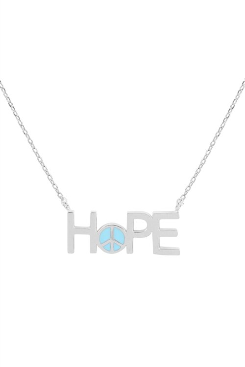 S7-6-3-INB643RHTUQ - HOPE PENDANT W/ COLOR NECKLACE - SILVER TURQUOISE/6PCS