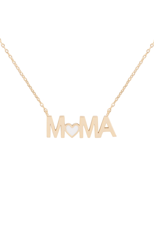 A2-3-4-INB644GDWHT - MAMA WITH HEART INSPIRATIONAL NECKLACE - GOLD WHITE/1PC