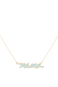 A2-4-4-INC013GDMIN - "MAMA" PERSONALIZED COLOR PENDANT BRASS NECKLACE - GOLD MINT/1PC