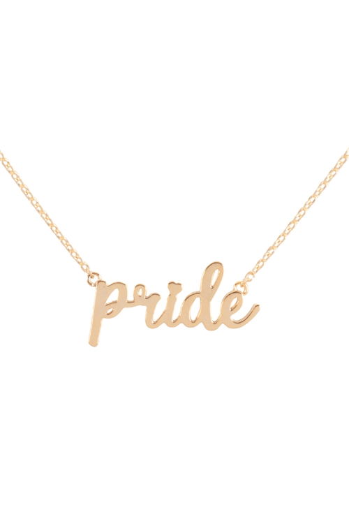 S1-3-4-INC102GD - PRIDE INSPIRATION LETTER PENDANT BRASS NECKLACE-GOLD/1PC