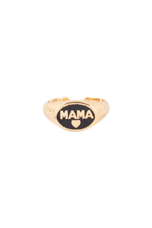 A3-2-4-IRA731GDBLK - BRASS- "MAMA" W/COLOR SIGNET OPEN RING - GOLD BLACK/1PC