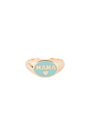 A3-2-4-IRA731GDMIN - "MAMA" HEART COLOR SIGNET OPEN BRASS RING - GOLD MINT/1PC