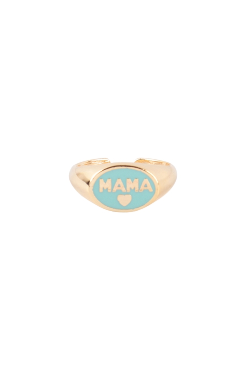 A3-2-4-IRA731GDMIN - "MAMA" HEART COLOR SIGNET OPEN BRASS RING - GOLD MINT/1PC