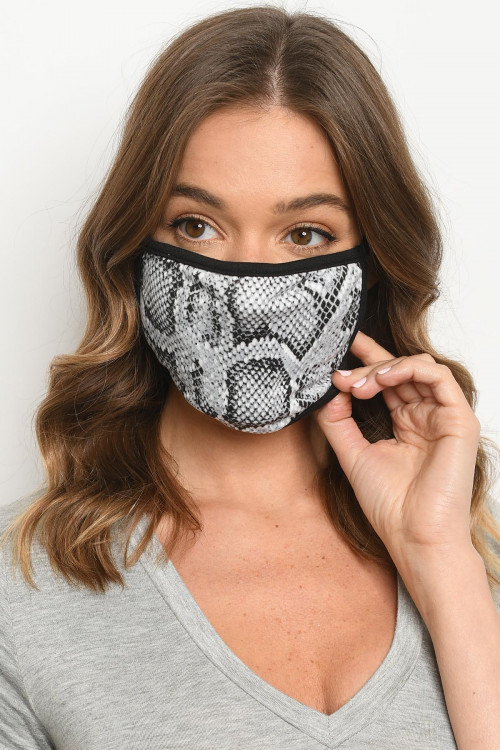 S3-4-1-MASK-F GRAY SNAKE REUSABLE FACE MASK FOR ADULTS/10PCS