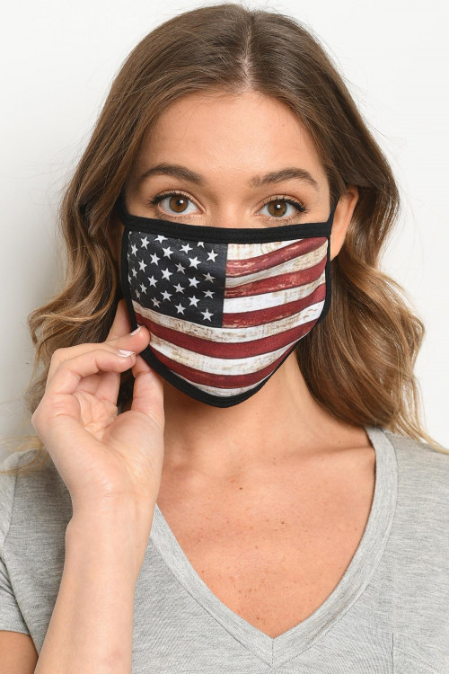 S10-20-2-MAF514 AMERICAN FLAG REUSABLE FACE MASK FOR ADULTS/10PCS