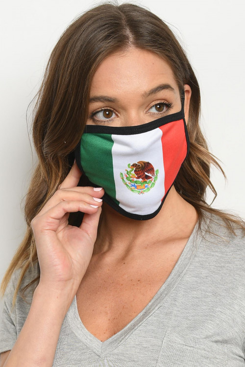 S15-9-2-MMEX522 MEXICAN FLAG REUSABLE FACE MASK FOR ADULT/10PCS