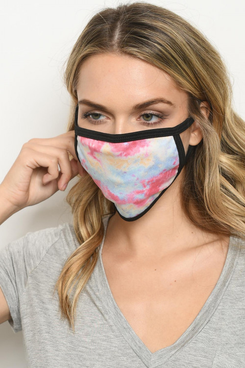 S18-1-3-MTDPB723 PINK BLUE TIE DYE REUSABLE FACE MASK FOR ADULT/10PCS