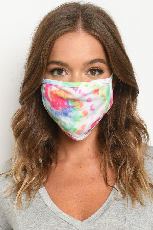 S18-2-1-MPASTEL729 PASTEL RAINBOW TIE DYE REUSABLE FACE MASK FOR ADULT/10PCS