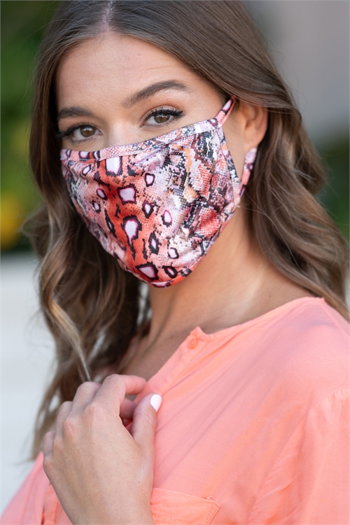 S19-1-2-MQUORA731 QUORA SNAKE PRINT REUSABLE FACE MASK FOR ADULT/10PCS