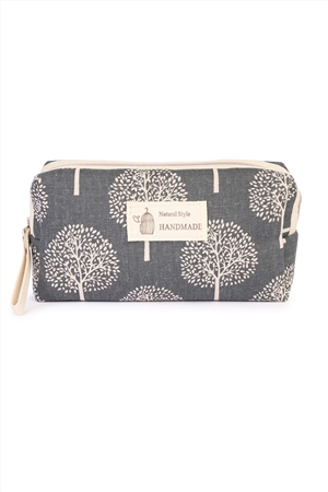 S3-4-2-J122-3 TREE PRINT COSMETIC POUCH-BLACK/6PCS