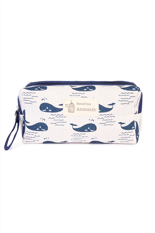 S24-7-4-J122-5 WHALES COSMETIC POUCH-WHITE/6PCS