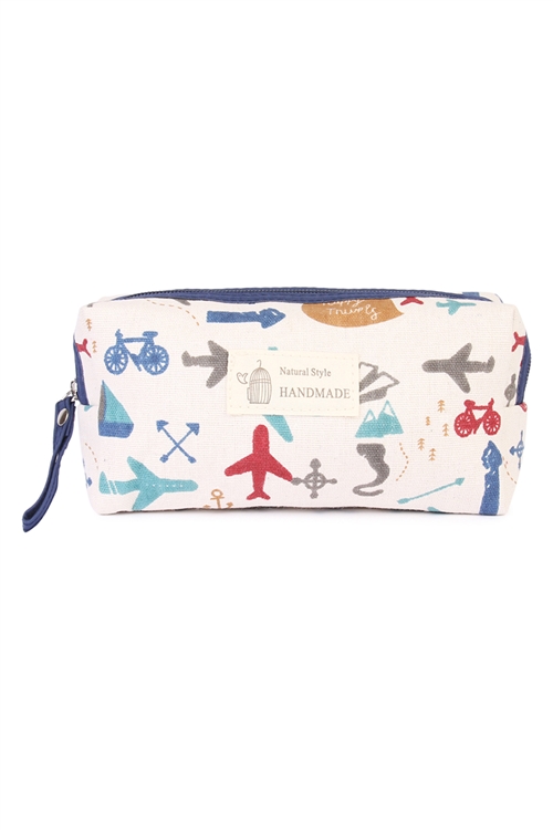 S21-1-4-J122-6 SUMMER AIRPLANE COSMETIC POUCH-WHITE/6PCS