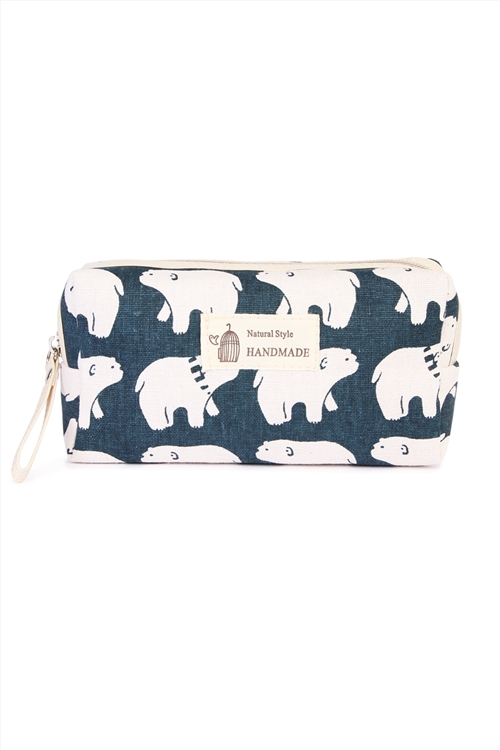 S24-5-3-J122-8 POLAR BEAR COSMETIC POUCH-BLUE/6PCS