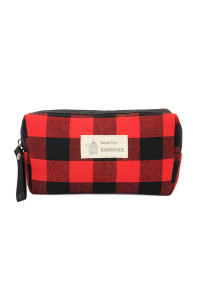 S3-10-2-J122RD RED PLAID ZIPPER COSMETIC BAG/6PCS