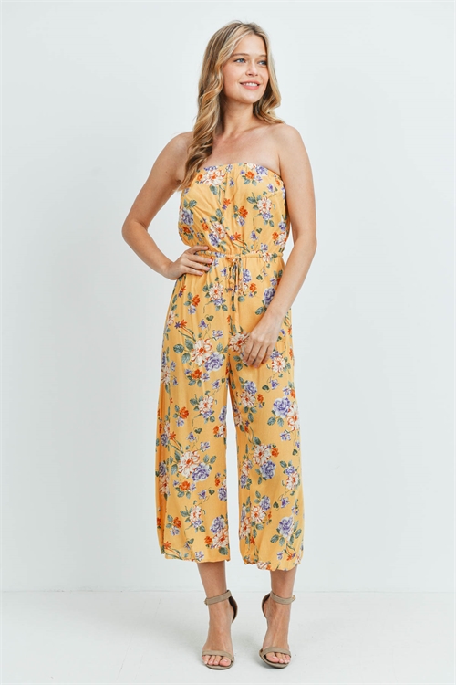 BLK-6-2-J95066-YLW-A -FLORAL JUMPSUIT-YELLOW 8-0-0-0