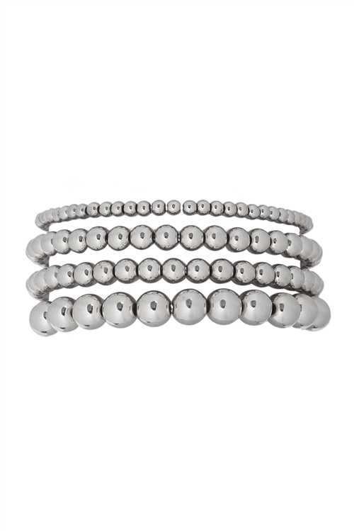 237-K-JBA394RH-MULTILAYERED CCB BALL CHAIN BRACELET-SILVER/6PCS