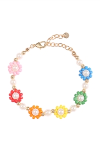 S7-6-3-JBA938GDMLT - SUNFLOWER SEED BEADS PEARL BRACELET-MULTICOLOR/1PC