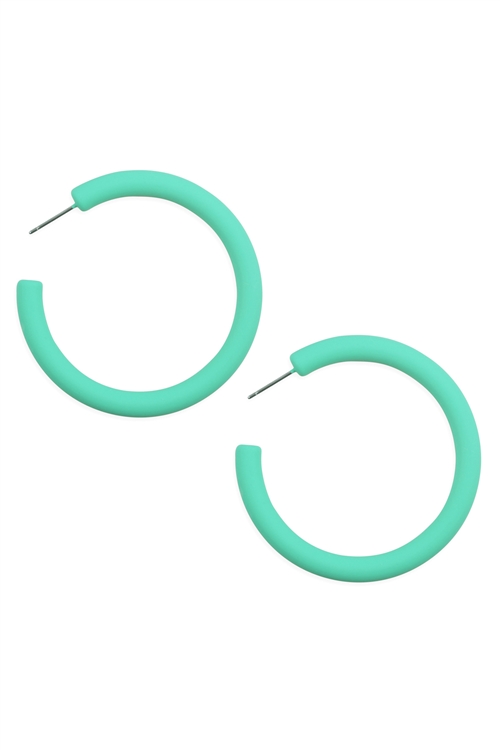 S22-10-5-JEB300GRN - ROUND HOOP COLOR COATED EARRINGS-GREEN/6PCS