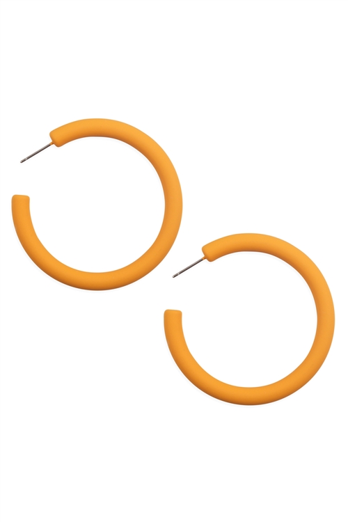 S22-10-5-JEB300YEW - ROUND HOOP COLOR COATED EARRINGS-YELLOW/6PCS