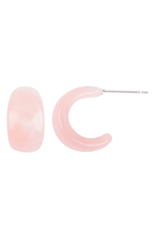 A1-2-3-JEC135PNK - MARBLE ACRYLIC HOOP EARRINGS - PINK/6PCS (NOW $1.25 ONLY!)