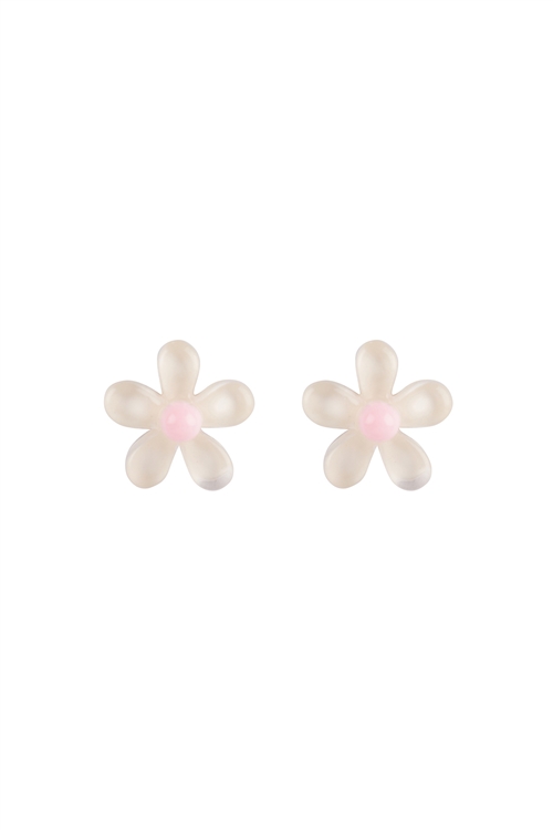 A3-3-4-JEC211GDIVY - RESIN DAISY FLOWER STUD EARRINGS - IVORY/1PC