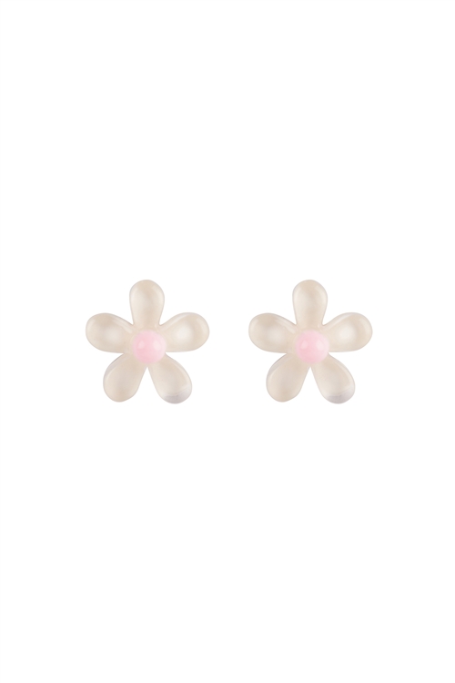 A2-4-3-JEC211GDIVY - RESIN DAISY FLOWER STUD EARRINGS - IVORY/1PC