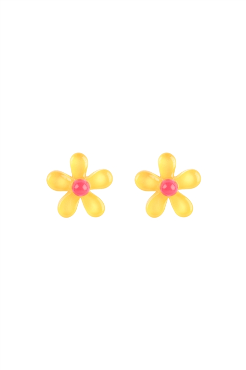 A3-3-4-JEC211GDMYE - RESIN DAISY FLOWER STUD EARRINGS - YELLOW/1PC