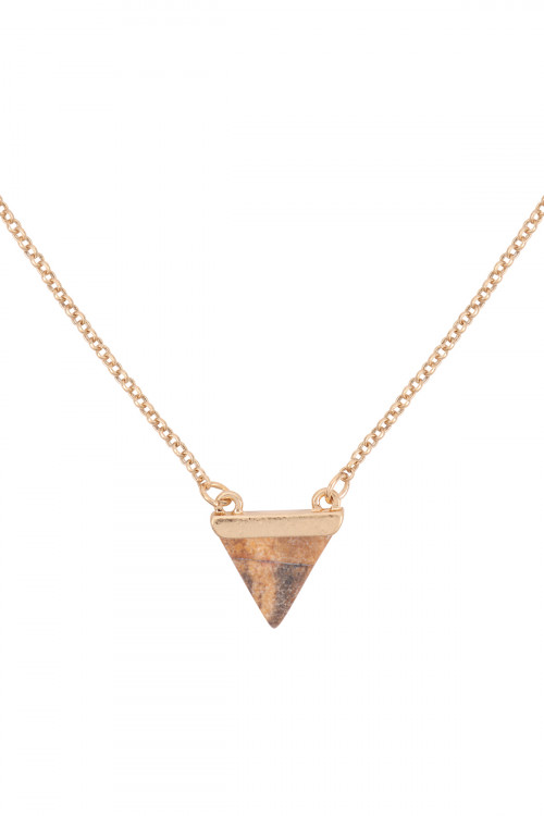 SA3-2-5-JN0570WGBR - DOUBLE LAYER TRIANGLE STONE SHORT NECKLACE - MATTE GOLD BROWN/1PC