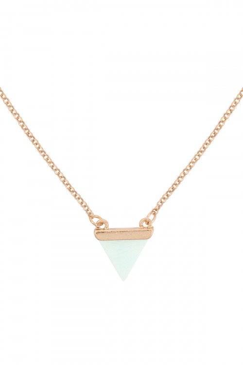 S4-5-3-JN0570WGMI - DOUBLE LAYER TRIANGLE STONE SHORT NECKLACE - MATTE GOLD MINT/1PC