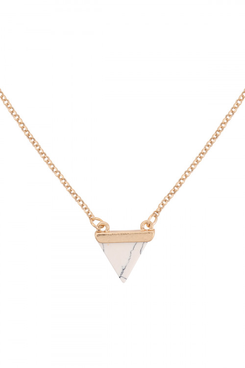 SA3-2-5-JN0570WGWH - DOUBLE LAYER TRIANGLE STONE SHORT NECKLACE - MATTE GOLD WHITE/1PC