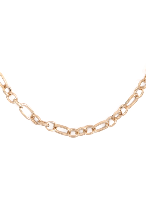 S22-10-2-JNA837WG - LINK CHAIN CHOKER NECKLACE-MATTE GOLD/6PCS