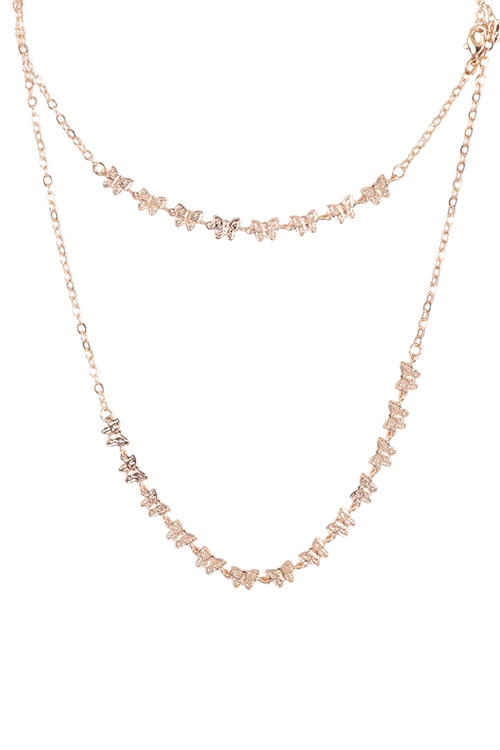S4-7-2-JNB511GD - BUTTERFLY CHAIN 5 IN 1 MULTI USE ANKLET BRACELET CHOKER NECKLACE - GOLD/1PC