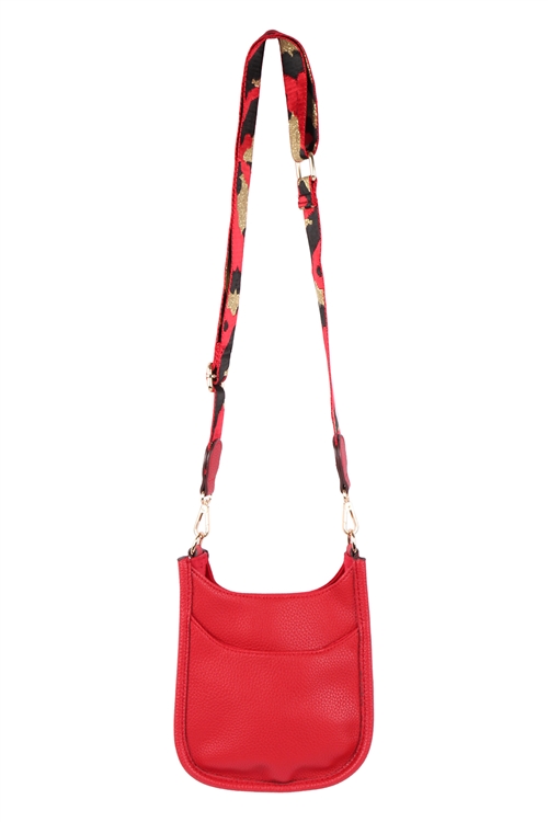 S19-10-6-K202865RED - WOMEN'S LEATHER SHOULDER BAG WITH WIDE CHANGEABLE STRAP/1PC