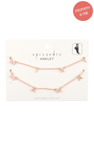 S18-13-2-K7AS2015-GD -  MAMA & MINI LETTER STATIONARY 2 SET ANKLET - GOLD/1PC