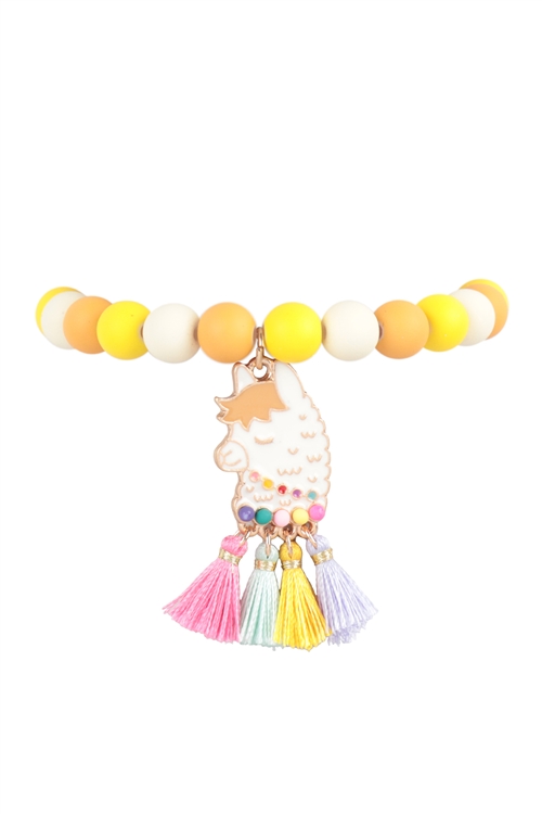 S22-12-4-K7B2140-LLA - 6.25" LLAMA BEAD KIDS  W/ TASSEL BRACELET/1PC