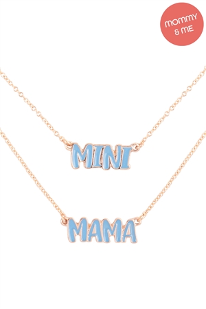 A2-3-2-K7NS2017-LBL - MAMA & MINI PERSONALIZED COLOR 2 SET NECKLACE - LIGHT BLUE/1PC (NOW $2.00 ONLY!)