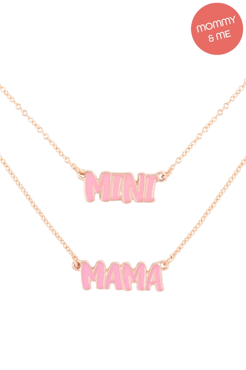A2-3-2-K7NS2017-PK - MAMA & MINI PERSONALIZED COLOR 2 SET NECKLACE - PINK/1PC (NOW $2.00 ONLY!)