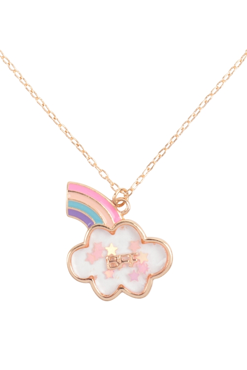 S1-4-4-K8NS2034PK - CLOUD CUTE BFF 2 SET PENDANT NECKLACE-PINK/1PC