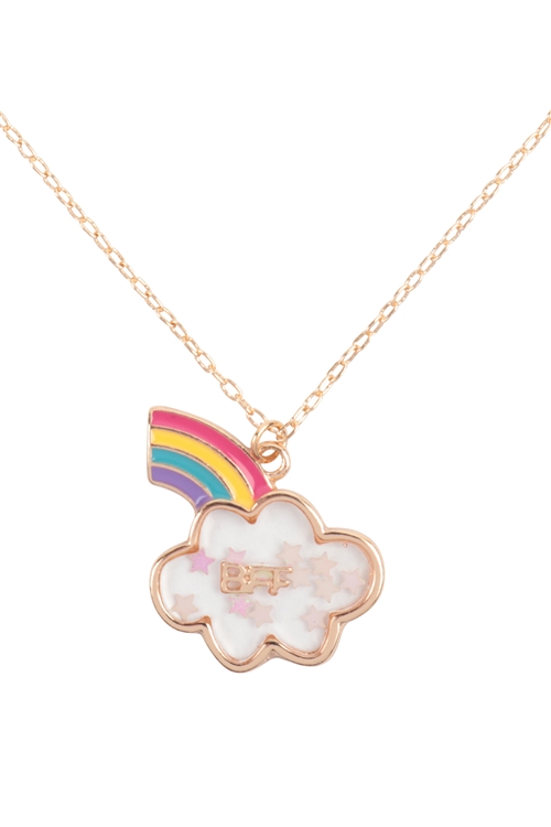 S1-4-4-K8NS2034WHTAB - CLOUD CUTE BFF 2 SET PENDANT NECKLACE-WHITE AB/1PC