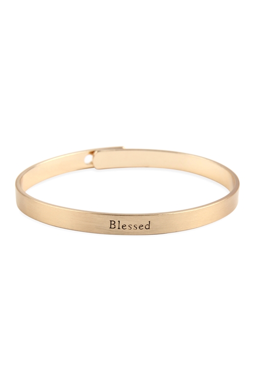S13-13-5-KB1110GD - BLESSED INSPIRATION METAL CUFF BRACELET GOLD/6PCS