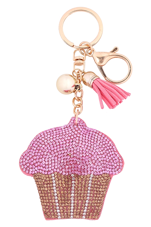 S18-9-1-KC444X019 / KC380X019 - MUFFINS RHINESTONE TASSEL KEYCHAIN/1PC