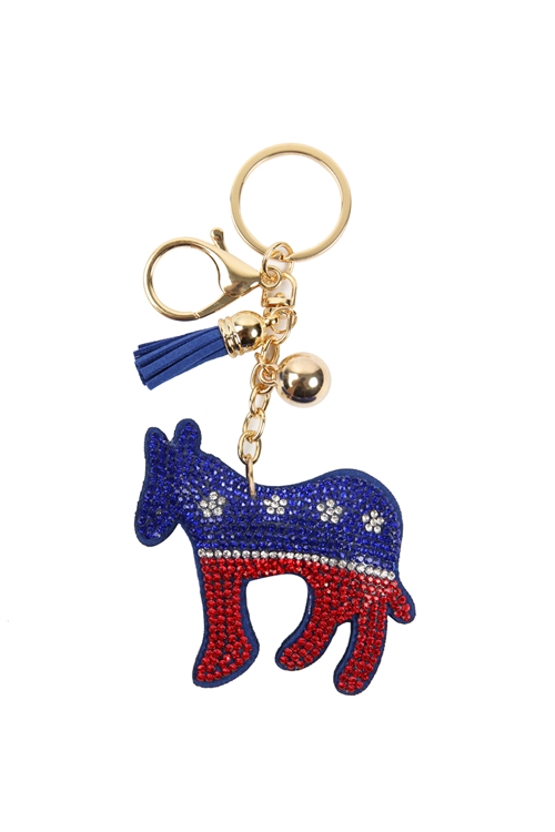 S28-7-3-KC380X253 - AMERICAN DONKEY DESIGN TASSEL RHINESTONE KEYCHAIN-USA/1PC