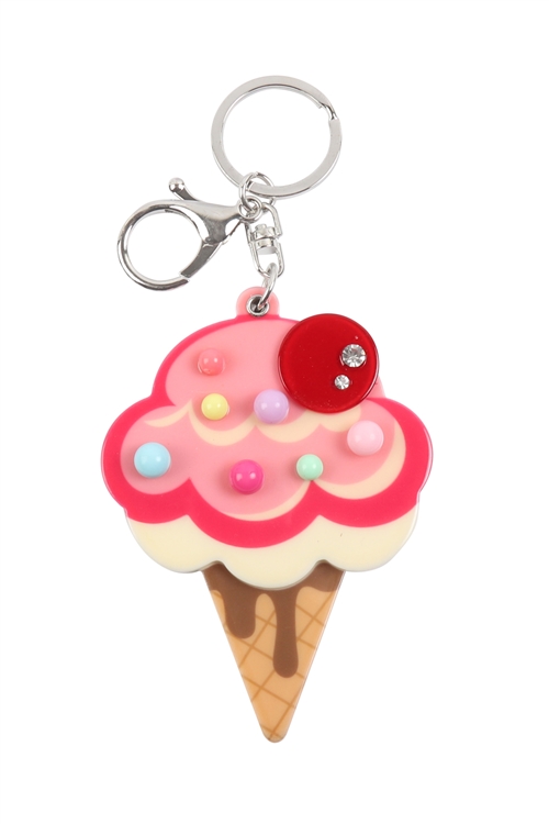 S20-11-5-KC417X018- ICECREAM RHINESTONE W/ MIRROR KEYCHAIN/1PC