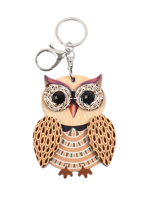 S20-11-5-KC417X025- CUTE OWL W/ MIRROR KEYCHAIN/1PC