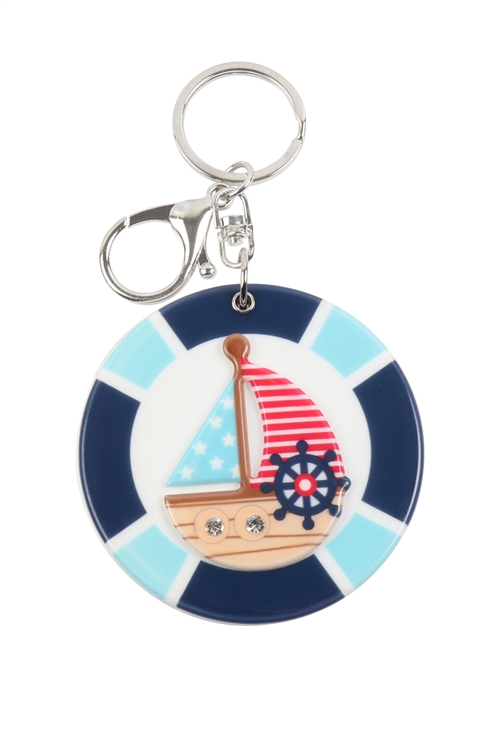 S20-11-5-KC417X026- SAIL BOAT W/ MIRROR KEYCHAIN/1PC