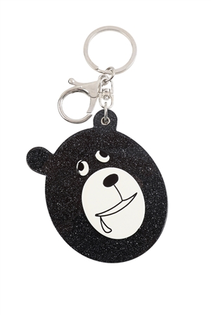 S20-10-5-KC417X033A - BLACK/BROWN ASSORTED DROOLY BEAR W/ MIRROR KEYCHAIN/1PC