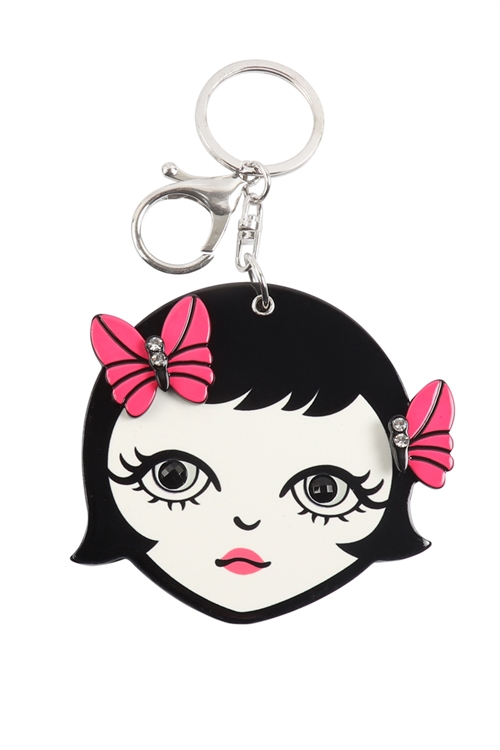 S20-11-5-KC417X039- PINK LIP GIRL  W/ MIRROR KEYCHAIN/1PC